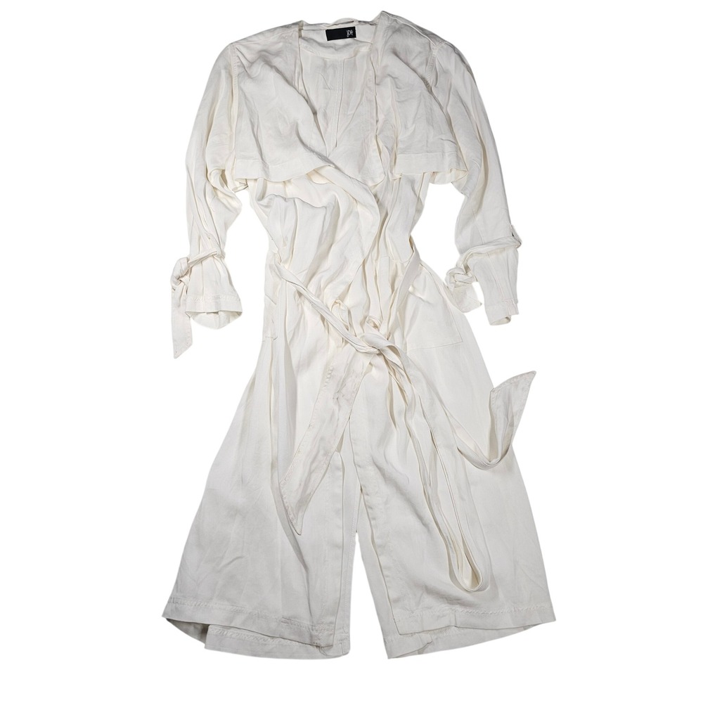 JOH Womens Tie Sleeve Cuff Wrap Belted Collared‎ Jumpsuit Wide Leg Off White M